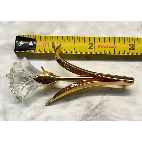 Swarovski Crystal Memories Lily Brooch Flower Pin Gold Tone Swan Signed - Picture 3 of 8